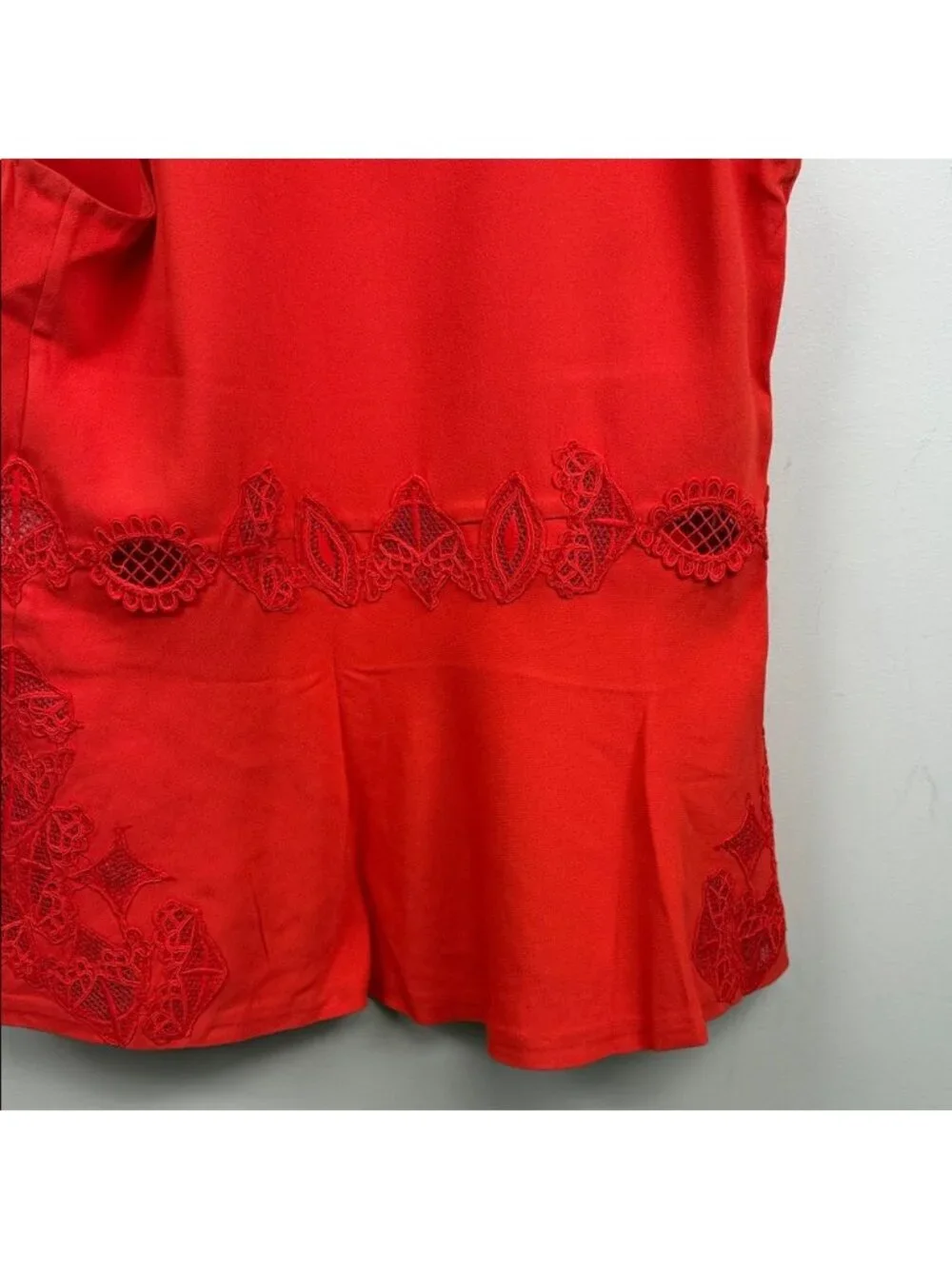 Jonathan Simkhai Red Sleeveless Lace-Detail Tank Top
